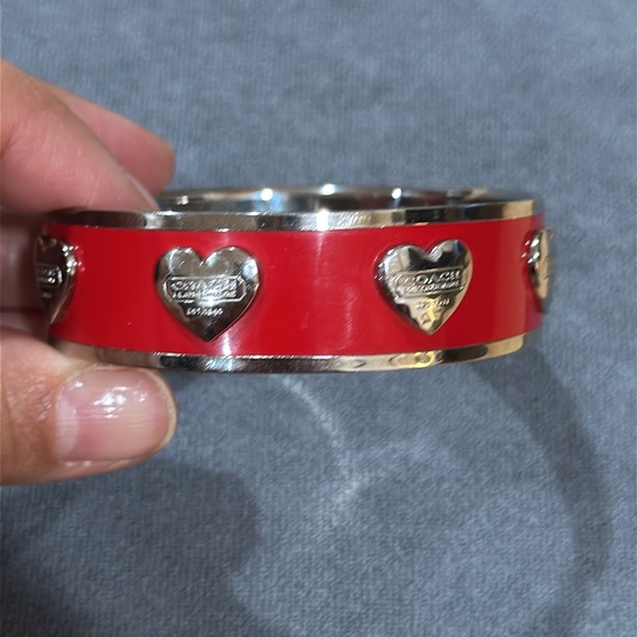 Coach Jewelry - Coach Red and Silver Hearts Enamel Bangle